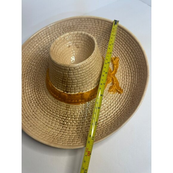 VINTAGE Western Pottery Ceramic Sombrero Hat Chips/Salsa Dish Decorative Party - Picture 8 of 8